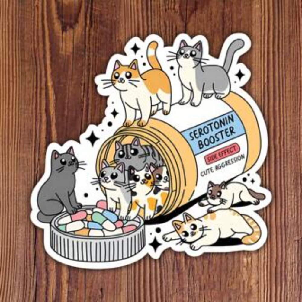 1PC Cute Booster Cats Sticker Kitten Mom Rescue Cats Sticker Vibrant Design